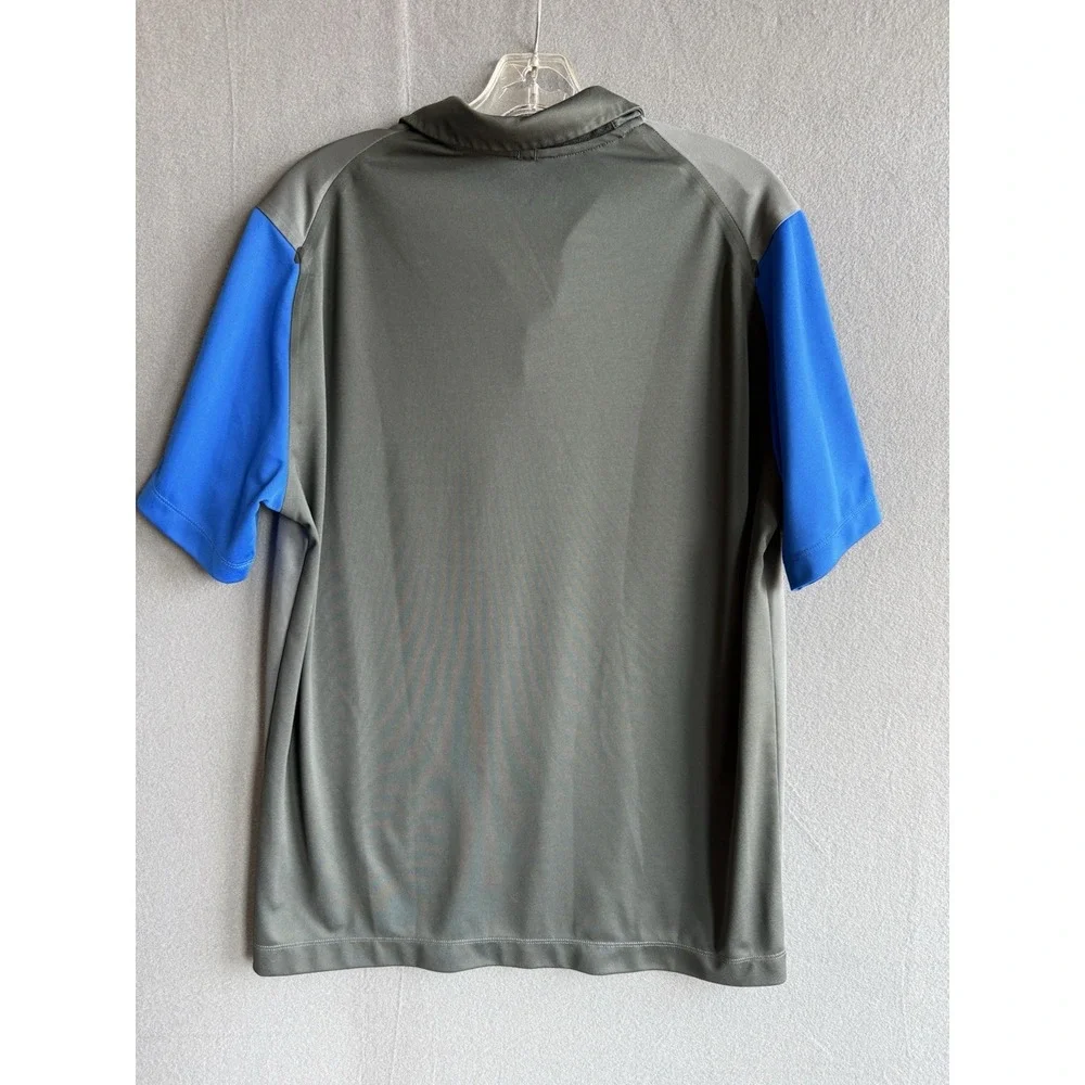 Nike Golf Tour Performance Dri-FIT Polo Shirt Gray Blue Mens Large Zipper Pocket